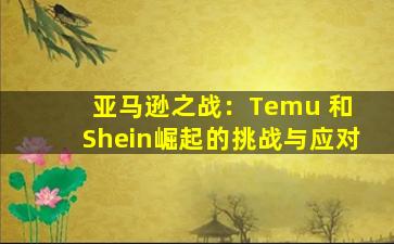 亚马逊之战：Temu 和 Shein崛起的挑战与应对